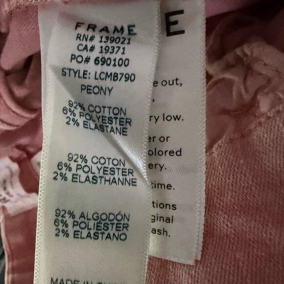 FRAME Le Crop Mini Boot Bootcut Jeans Mid-Rise Ankle Crop Denim Pants Pink Sz 25 - Picture 10 of 14